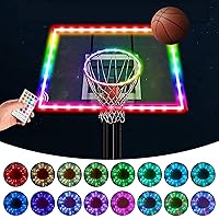 LED Basketball Hoop Light Rim and Backboard, Remote Control Basketball Rim Light with 16 Colors 7 Flashing Mode for Playing Basketball in The Dark (Rim and Backboard not Included)