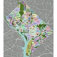 Gifts Delight Laminated 20x23 Poster: DC Neighborhoods map