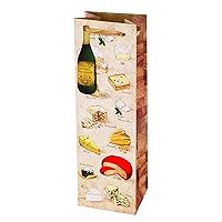 Cakewalk Say Cheese Illustrated Single Bottle Paper Wine Bag, Brown