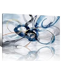 KLAKLA Abstract Canvas Wall Art - Refreshing Blue and White Tones - Large Framed Wall Decorations & 60x30 Inches Oversized Wall Art Living Room Framed Artwork