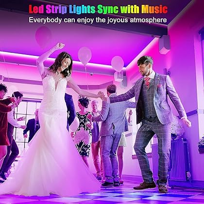 Keepsmile 50ft Led Lights for Bedroom, APP Control Music Sync Color Changing Led Light Strips Led Strip Lights with Remote for Room Home Decoration