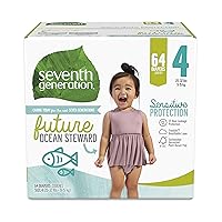Seventh Generation Baby Diapers, Sensitive Protection, Size 4, 64 count