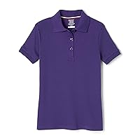French Toast Girls' Big Short Sleeve Polo Shirt with Picot Collar (Standard & Plus Sizes) School Uniform, Purple, 18-20
