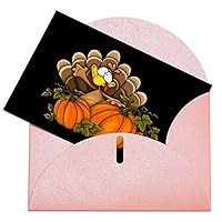 Turkey and Pumpkin Greeting Cards Blank Note Cards with Envelope Anniversary Card Thanks Card 4 X 6 Inches