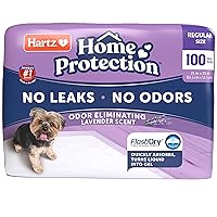Hartz Home Protection Lavender Scented Dog Pads, 100 count, Super Absorbent & Won't Leak, Odor Eliminating