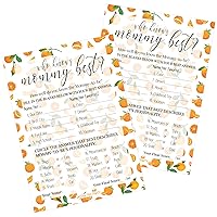 Who Knows Mommy Best Game Cards - Little Cutie Orange Baby Shower -20 count