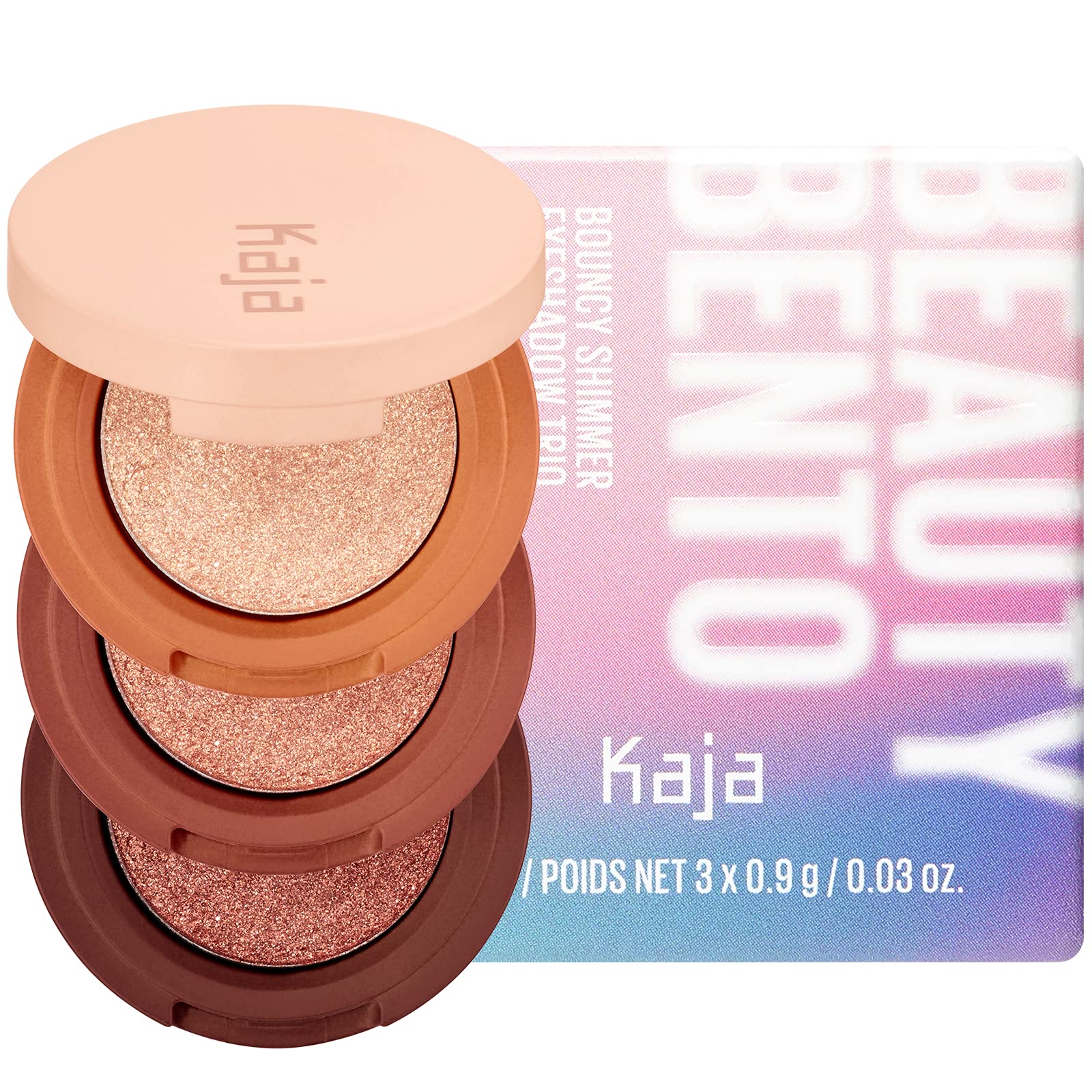 KAJA Eye Bento Collection - Bouncy Eyeshadow Trio | Gilded Bronze Tones, Travel Size, 03 Toasted Caramel, 2019 Allure Best of Beauty Award, 0.03 Oz