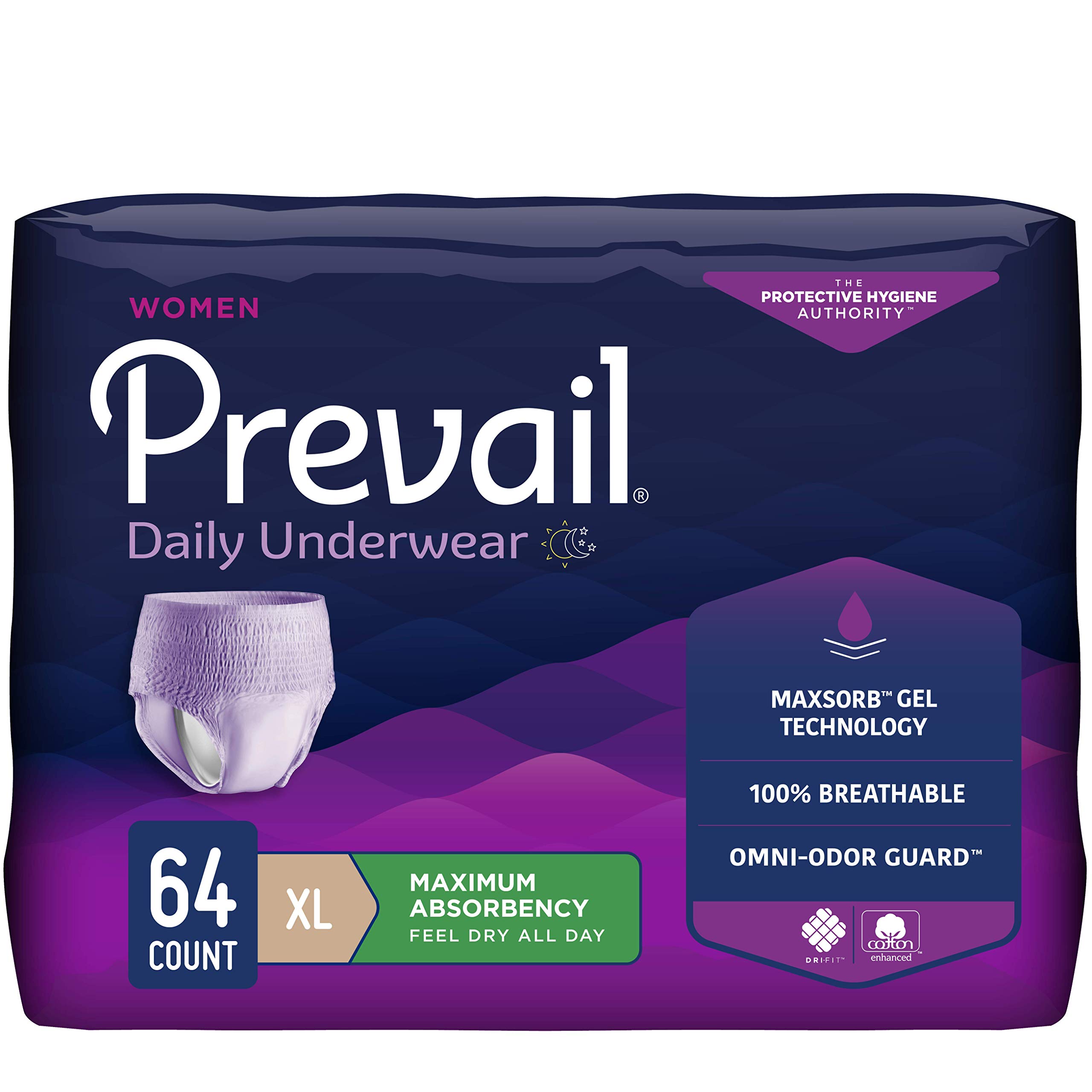 Prevail Proven | X-Large Pull-Up | Womenâ€™s Incontinence Protective Underwear | Maximum Absorbency | 64 Count