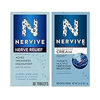 Nervive, Nerve Relief, Alpha Lipoic Acid Supplement for Nerves and a Pain Relief Topical Cream with Max Strength Lidocaine & Menthol, Blocks Nerve Pain Signals in Toes, Fingers, Legs, & Arms