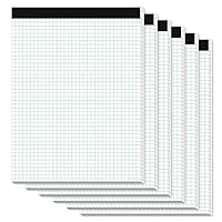 Graph Paper Pads 8.5 x 11, 6 Pack, 4x4 Blue Quad Grid Paper Pad, White Quadrille Pad 8-1/2