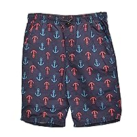 Big Boys Graphic-Print Swimming Shorts Bungee Waist Blue Anchor Large 30