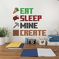RMK5007SCS Minecraft Eat Sleep Mine Create Quote Peel and Stick Wall Decal