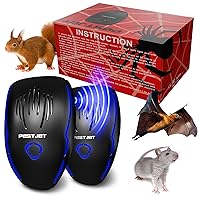 New 2024 Ultrasonic Pest Repeller Plug in - 2 Pack – Outdoor/Indoor Electronic Pest Repellent - Get Rid of Rat Bat Mouse Squirrel Bug Bee Ant Spider Wasp Cockroach Fly Mosquito Rodent Termite Roach