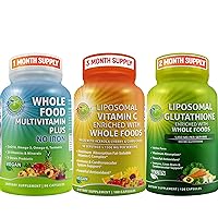 SUPPLEMENTS STUDIO Overall Health Support - Liposomal Vitamin C 1500mg + Daily Vegan Whole Food Multivitamin Plus for Men & Women (No Iron) + Liposomal Glutathione 500mg