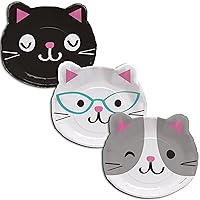 Creative Converting Cat Party Assorted Kitten Shaped Dinner Plates, 24 ct