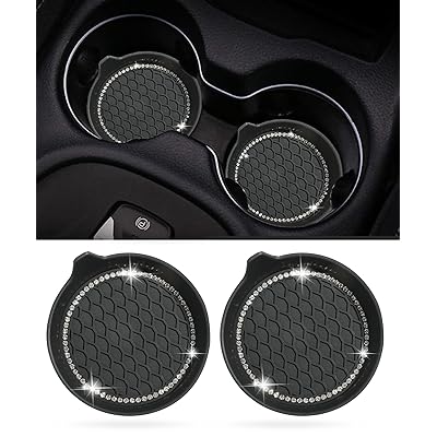 YAKEFLY 2PCS Car Cup Coaster,Silicone Car Coasters Car Cup Holder  Coasters,Car Coasters for Cup Holders,Non-Slip Cup Holder Coasters for  Car,Bling
