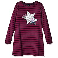Nautica Girls' Long Sleeve Logo Design Knit T-Shirt Dress
