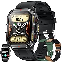 Men's Smartwatch with Phone Function, 1.96 Inch Touchscreen IP68 Waterproof Sports Watch with 100+ Sports Modes, Blood Pressure Monitor, Heart Rate, Pedometer, Military Fitness Watch for iOS Android