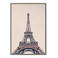 Kate and Laurel Sylvie Rose Smoke Tower Framed Canvas Wall Art by Caroline Mint, 23x33 Gray, Decorative Eiffel Tower Art Print for Wall