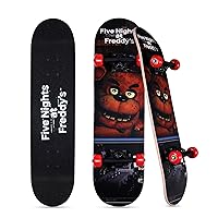 Five Nights at Freddy’s Skateboard with Printed Graphic Grip Tape - Great for Kids and Teens, Cruiser Skateboard with ABEC 5 Bearings, Durable Deck, Smooth Wheels