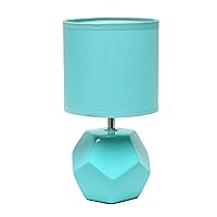 LT2065-BLU Round Prism Mini Table Lamp with Matching Fabric Shade, Blue