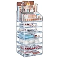 STORi Chloe Stackable Clear Makeup Holder and 6 Drawer Bundle | Organize Cosmetics and Beauty Supplies | Made in USA