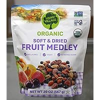 HAPPY VILLAGE ORGANIC SOFT AND DRIED FRUIT MEDLEY (ORGANIC DRIED APRICOTS, ORGANIC DRIED STRAWBERRIES, ORGANIC DRIED TART CHERRIES AND ORGANIC FIGS) 20 OZ