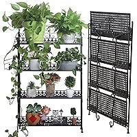 Outdoor Plant Stand 4-Tiers Collapsible Flower Stand Indoor Pot Multi-Purpose Metal Plant Stands Balcony Garden Decoration Patio
