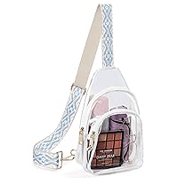 Telena Clear Fanny Pack Stadium Approved Clear Sling Bag Crossbody bag Purses for Women Transparent Waist Bag with Adjustable Strap Clear White/Blue