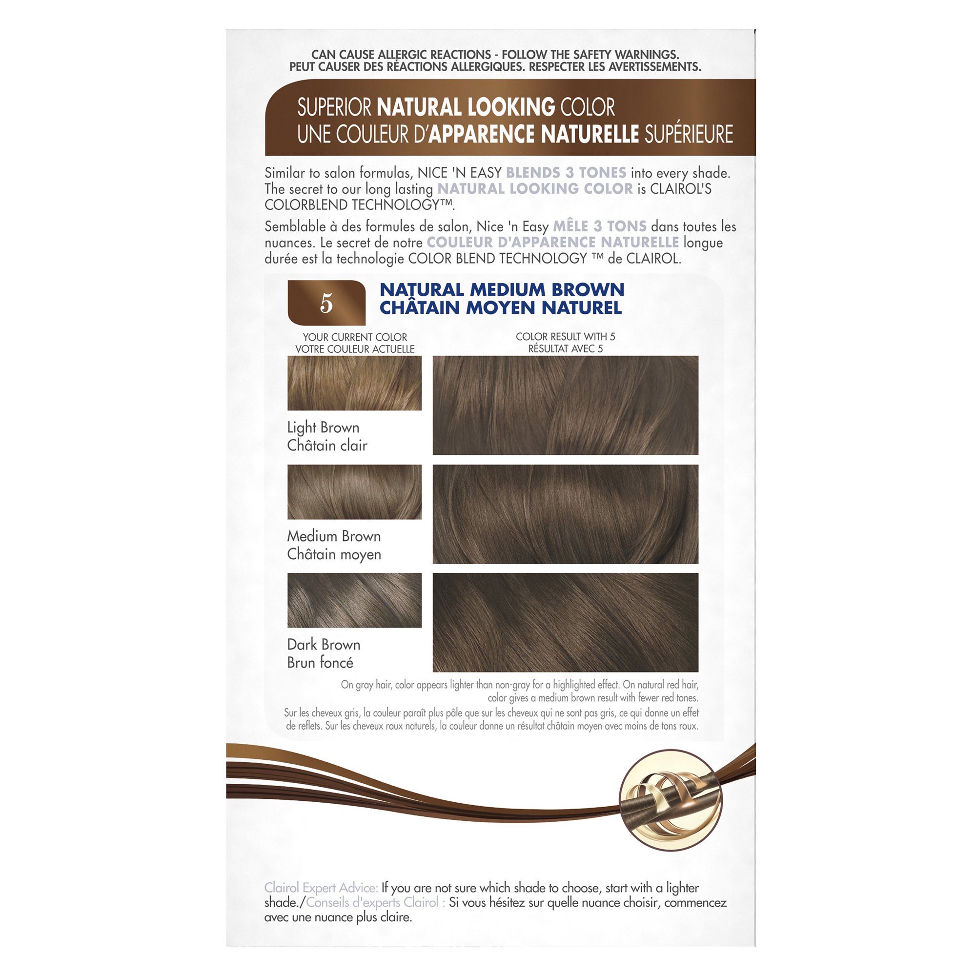 Clairol Nice'n Easy Liquid Permanent Hair Dye, 5 Medium Brown Hair Color, Pack of 3