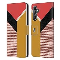 Head Case Designs Tangerine Colour Block Chevron Leather Book Wallet Case Cover Compatible with Samsung Galaxy A25 5G