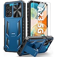 FNTCASE for Samsung Galaxy A23 Protective Case: Military Drop Protection Rugged Sturdy Cellphone Cover with Kickstand & Slide | Shockproof Heavy-Duty Tough Bumper for Samsung A23 5G/4G Phone - Blue