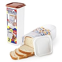 Bread Container (2 Pack) Bread Loaf Keeper, Fresh Bread Storage Container, Clear Bread Saver, Bread Holder - Bread Bin for Bun, Bagel, and Bread Loaf, Plastic Bread Box (White & Brown)