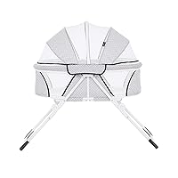 Karley Plus Baby Bassinet, Lightweight Compact Portable Bassinet, Easy and Quick Fold with Removable Double Canopy, Breathable Mesh Design, Storm Grey