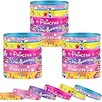 24Pcs Princess Party Favors Princess Birthday Party Supplies Kit Includes 24 Silicone Wristbands Bracelets for Princess Party Decoration