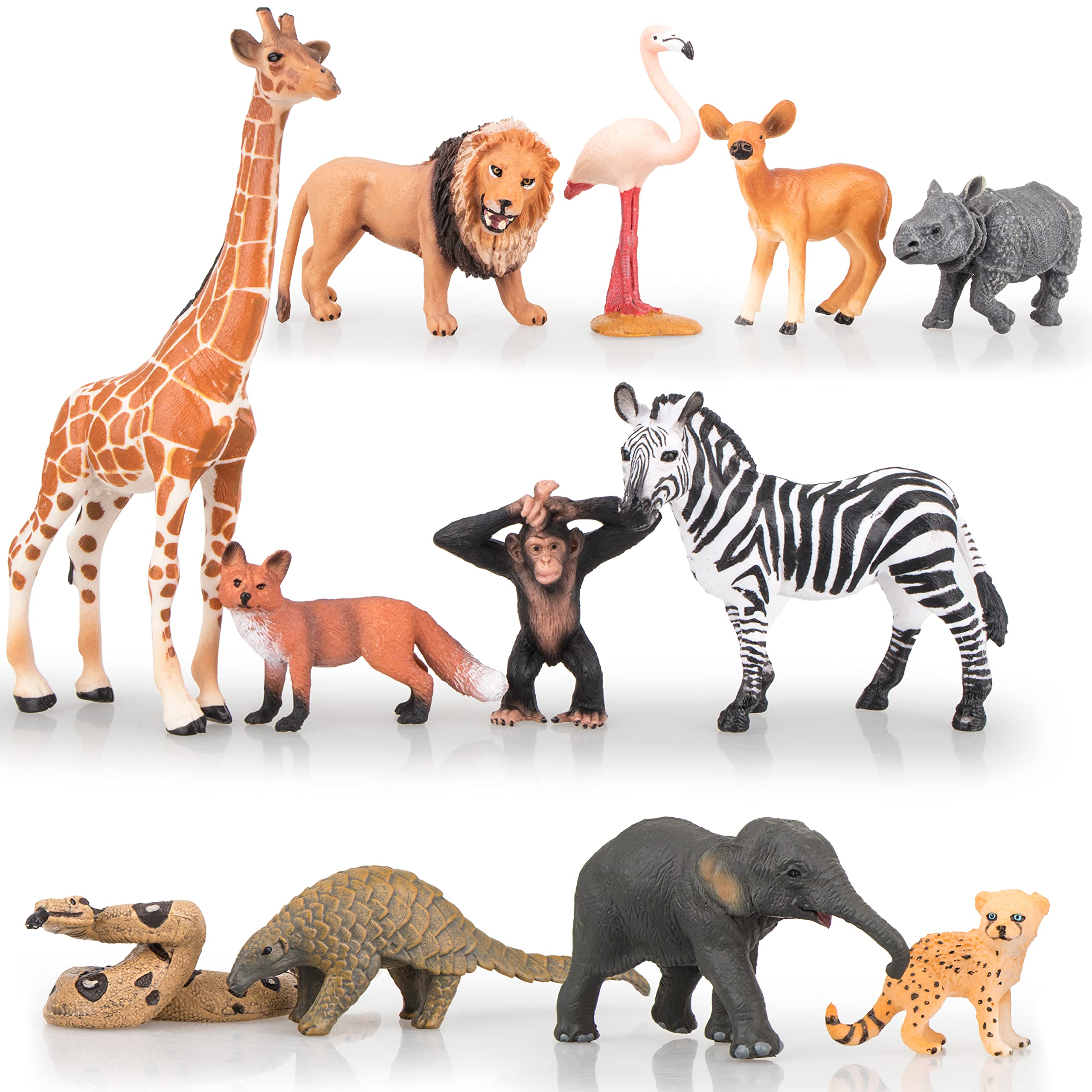 Figurines d'animaux de la jungle safari Jouets 3x morceaux de plastique