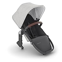 UPPAbaby RumbleSeat V2+ Second Lower Seat/Compatible with Vista 2015-2019 and Vista V2 / Adapters, Bumper Bar, Bug Shield Included/Anthony (White+Grey Chenille/Carbon Frame/Chestnut Leather)