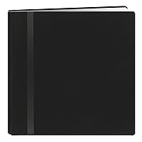 Pioneer 8 Inch by 8 Inch Snapload Fabric Cover with Ribbon Trim Memory Book, Black