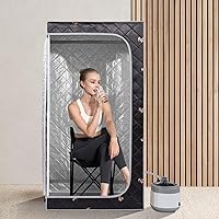 Smartmak Full Body Home Steam Sauna Set, 4L Large Steam Pot One Person Portable Sauna Spa with Time & Temperature Remote Control, Upgraded Chair for Detox Therapy(33.9