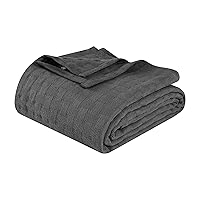 Superior 100% Cotton All-Season Blanket, Basket Weave Design, Soft, Comfy Cover for Bed, Bedding, Bedroom, Couch Throw, Lounging, Modern Boho Medium Weighted Blankets, Twin, Charcoal