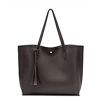 Nodykka Women Tote Bags Top Handle Satchel Handbags PU Faux Leather Tote Bag with Tassel Shoulder Purse