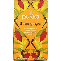 Pukka Organic Herbal Tea Ginger Herbal Teas Three Ginger Tea with Galangal & Turmeric 20 Tea Bags