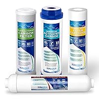 5 Stage Reverse Osmosis Filter Replacement Set (RFK-DRO5, Formerly ROFK5) 5 Micron Sediment, Granular & Block Activated Carbon and Inline Filter Cartridges Well-Matched with WFPFC8002, P5, AP110