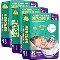Sposie Overnight Diaper Booster Pads, 90 ct, No Adhesive for Easy Repositioning, Helps Stops Nighttime Leaks, Fits Diaper Sizes 4-6