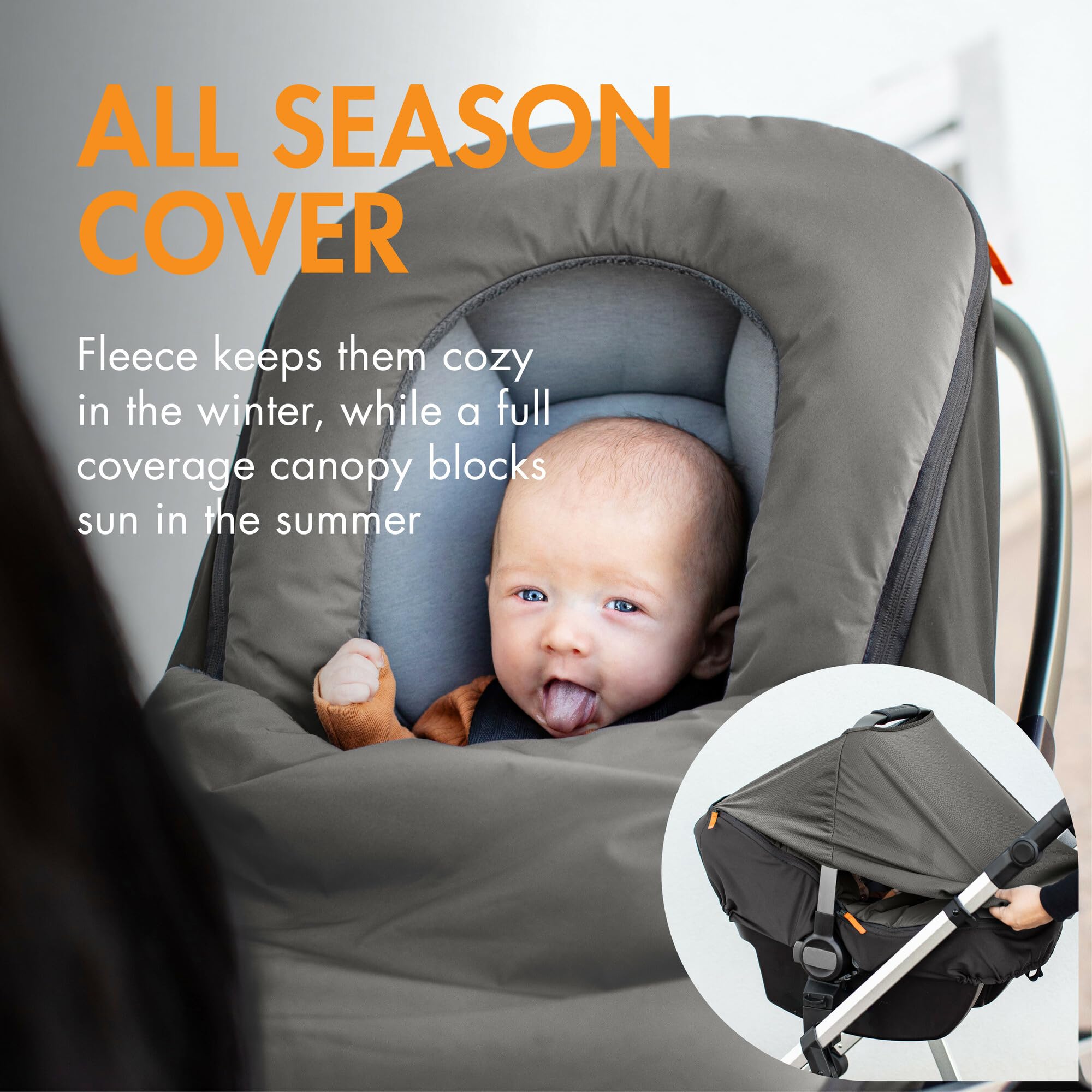 Boon Morph Baby Car Seat Cover and Car Seat Canopy - Water Resistant Car Seat Covers for Babies - Machine Washable - 1 Size Fits Most Baby Car Seats