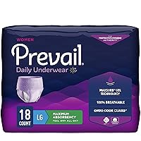 Prevail Maximum Absorbency Incontinence Underwear for Women, Large, 18 Count