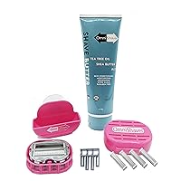 Premium Omnishaver Kit - Pink - The Fastest Way to Shave Head, Legs, Arms, Body | an Alternative to Disposable Shaving Razors Self Cleans & Strops During Use with Shave Butter & Replacement Cartridge
