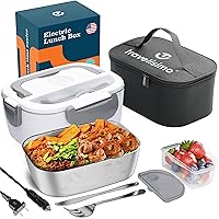 Electric Lunch Box for Adults 80W, Fast Portable Heated Lunch Box 12/24/110V 1.5L Heated Lunchbox for Adults, Leakproof, SS Container, for Car Truck Work, Loncheras para Hombres de Trabajo