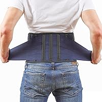 Back Support Lower Back Brace for Back Pain Relief - Thin Breathable Rigid 6 ribs Adjustable Lumbar Belt for Men/Women - Keeps Your Spine Straight – Medium for Circumference 32-37