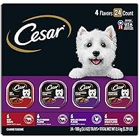 CESAR Adult Wet Dog Food Classic Loaf in Sauce Beef Recipe, Filet Mignon, Grilled Chicken and Porterhouse Steak Variety Pack, 3.5 oz. Easy Peel Trays (Pack of 24)